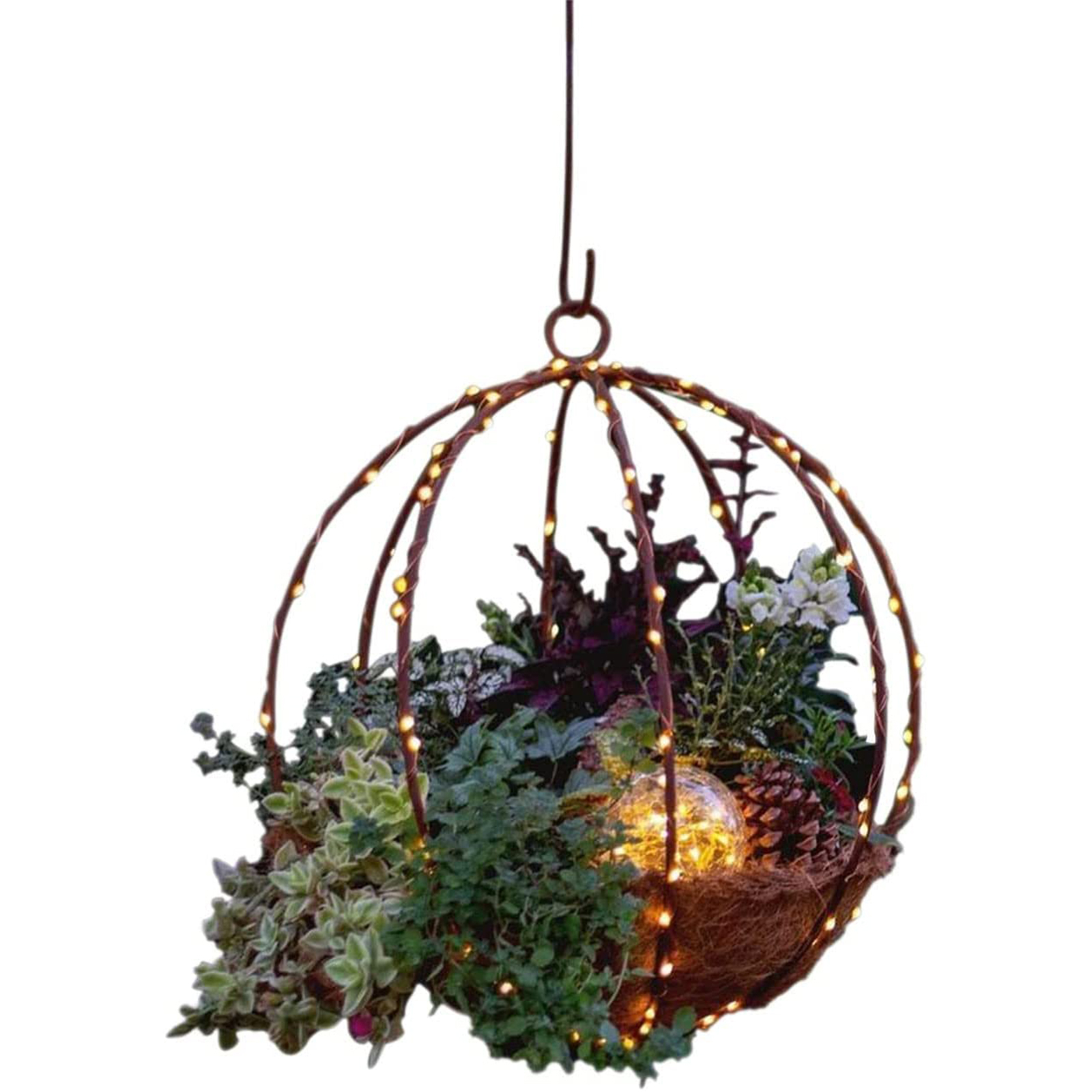 Artificial Christmas Hanging Basket, LED String Christmas Hanging Basket, PreLit Christmas