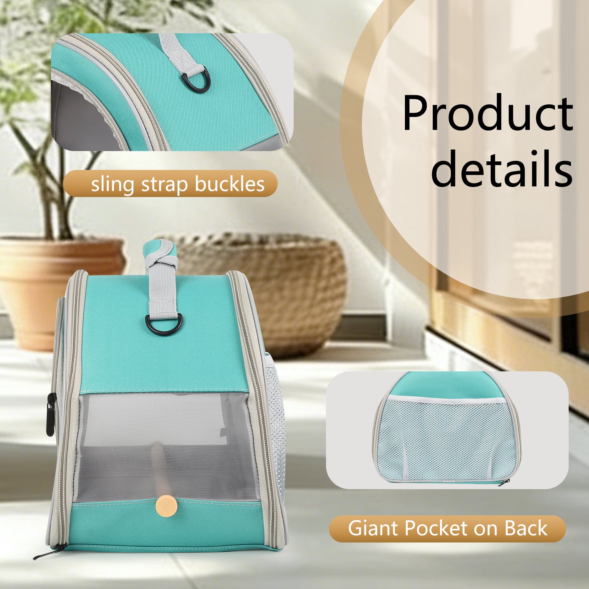 Bird Travel Carrier Cage for Small Parrot Budgies Cockatiel Parakeet Conure Green Cheek, Clear Front Window with Horizontal Standing Perch, Collapsible Lightweight