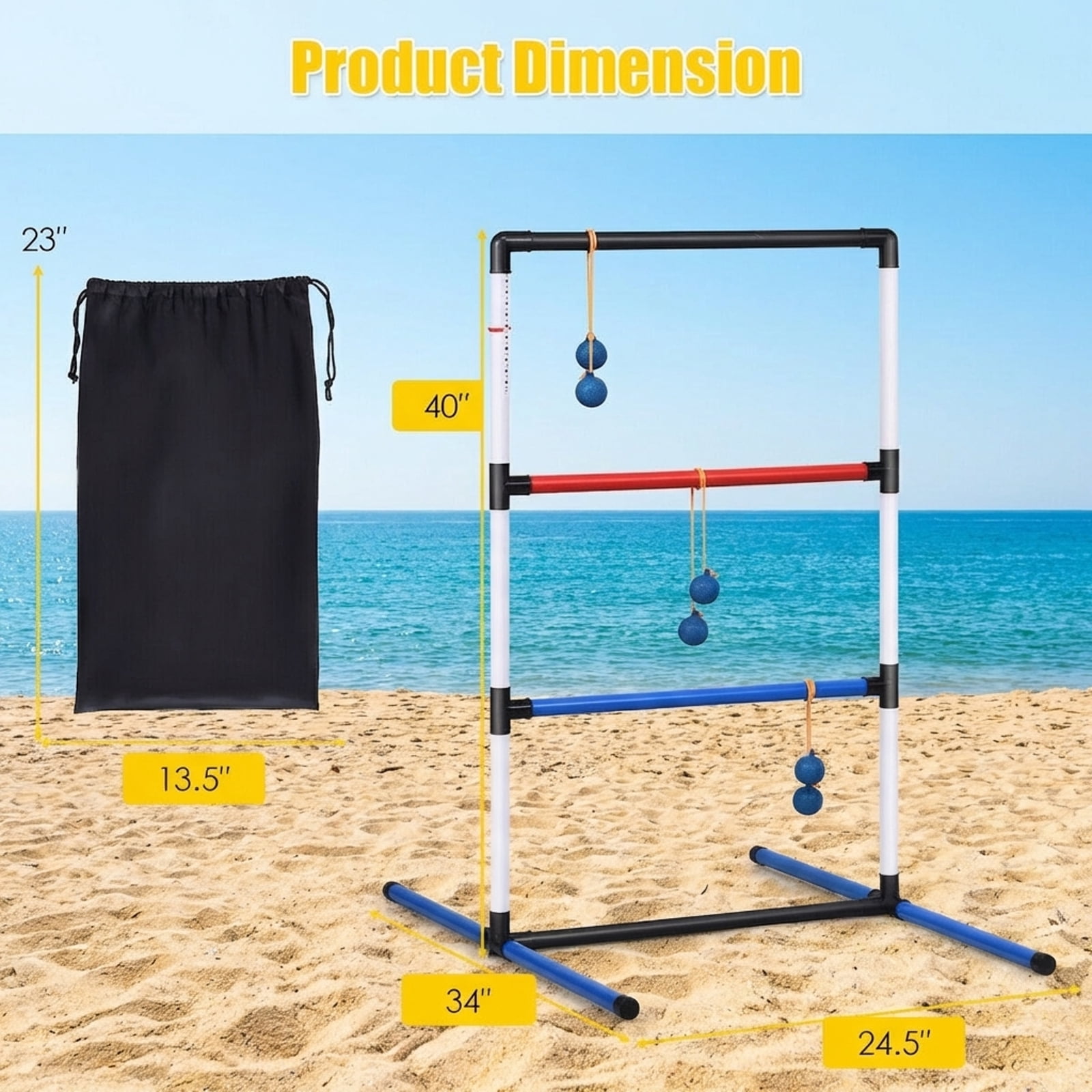 Redsmile Ladder Ball Toss Game Set with Bolas Score Tracker and Carrying Bag Outdoor Lawn Game for Family Kids Adults - Multicolor