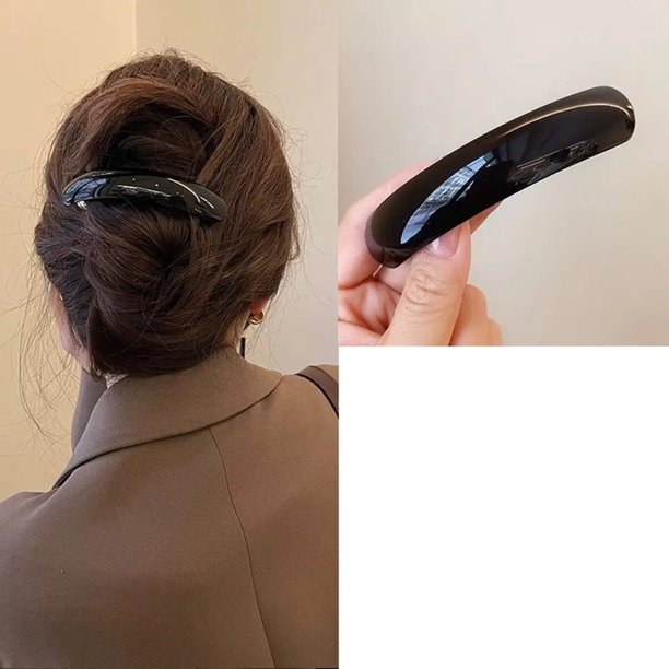 2025 Pinza para el cabello elegante de alta calidad con resorte para niña, horquilla grande francesa, tocado, horquilla de arco elíptico brillante, accesorios para el cabello