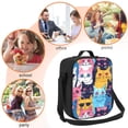 thumbnail image 6 of Japuie Colorful Cats Pattern Art Print Insulated Lunch Bag,Lunch box,Reusable Kids Lunch Box,Lunch Tote Bag with Side Pockets,Great for Office College Beach Picnic Hiking, 6 of 7