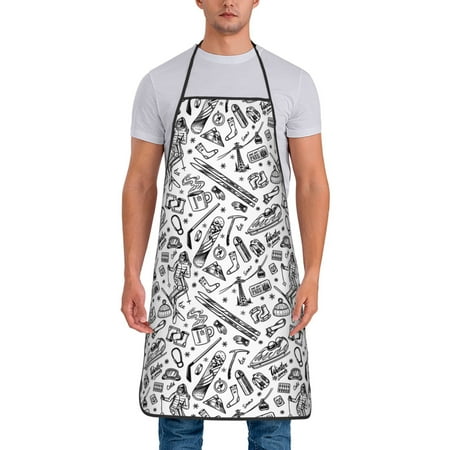 

Tideii winter Ski Element for Tie-up Apron Unisex Waterproof and Stain-Resistant Bib Apron for Kitchen Garden Painting