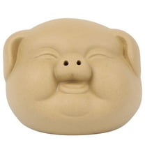 IBASETOY Ceramic Pig Statue for Home Decor and Yellow Display Ornament for Tea Ceremony
