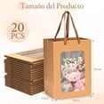 thumbnail image 2 of Paquete de 20 Bolsas de Regalo Kraft con Ventana Transparente, Asas de Cuerda, Ideal para Fiestas, Bodas, Cumpleaños y Envoltura de Regalos (Marrón), 2 of 4