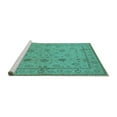 thumbnail image 2 of Ahgly Company Machine Washable Indoor Square Oriental Turquoise Blue Traditional Area Rugs, 3' Square, 2 of 4
