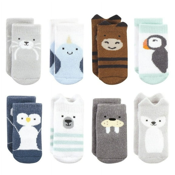 Hudson Baby Infant Boy Cotton Rich Newborn and Terry Socks, Arctic Animals, 0-6 Months