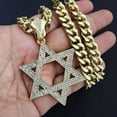 thumbnail image 3 of Hip Hop Iced Gold Plated Cubic Zirconia Large Star of David Charm Pendant & 10mm 18" Cuban Chain Rapper Style Bling Jewelry Fashion Necklace Perfect Gift, Halloween, 3 of 5