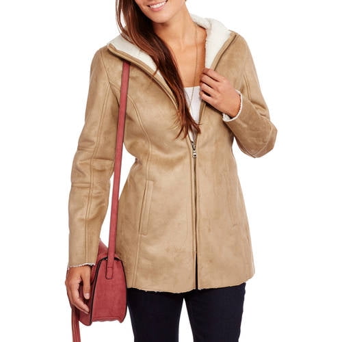 Women's Faux Suede Shearling Coat--You 