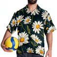 thumbnail image 4 of Daisy Men's Short Sleeve Printed Poplin Beach Shirts with Spread Collar - Casual Button Down Summer Tops for Unisex, 4 of 6