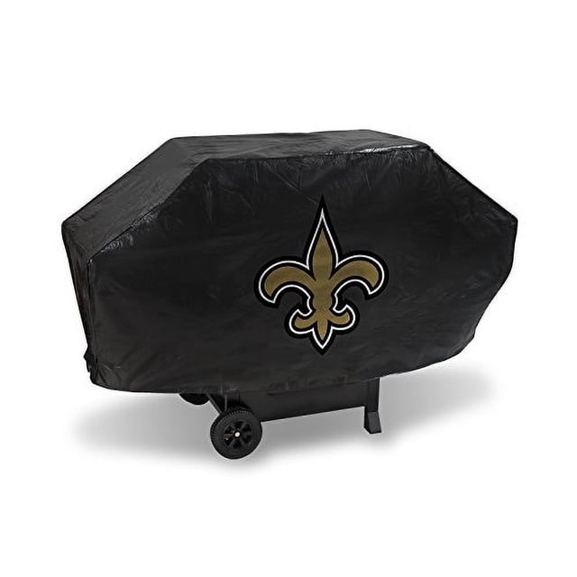 NFL Rico Industries New Orleans Saints Funda Deluxe para Parrilla en Vinilo Negro - 68" Ancho/Resistente/Velcro