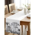 Burlap Table Runner 70 Inches Long, Tropical Palm Tree Plant Gray White ...