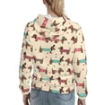thumbnail image 7 of Balery Dachshund Dog Puppy Pattern Womens Long Sleeve Hoodie, Pullover Hooded Sweatshirt, Kangaroo Pocket Hoodie with Eye-catching Drawstrings-Small, 7 of 7