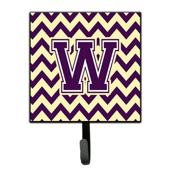 Letter W Chevron Purple and Gold Leash or Key Holder