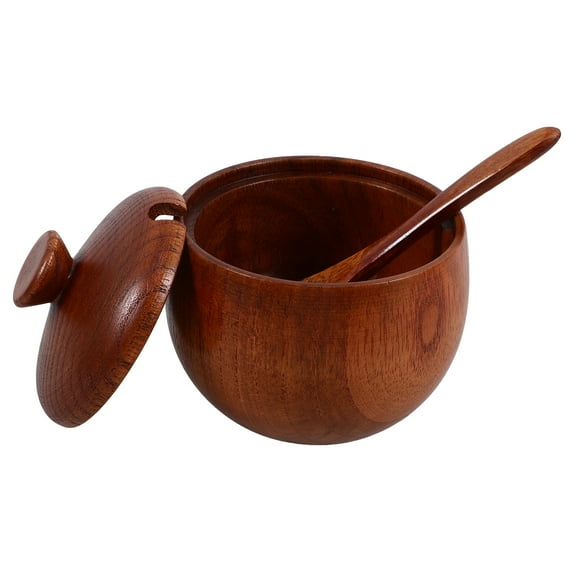 Canister Wooden Salt Shaker with Lid 9.00X8.50X6.00CM Dark Brown