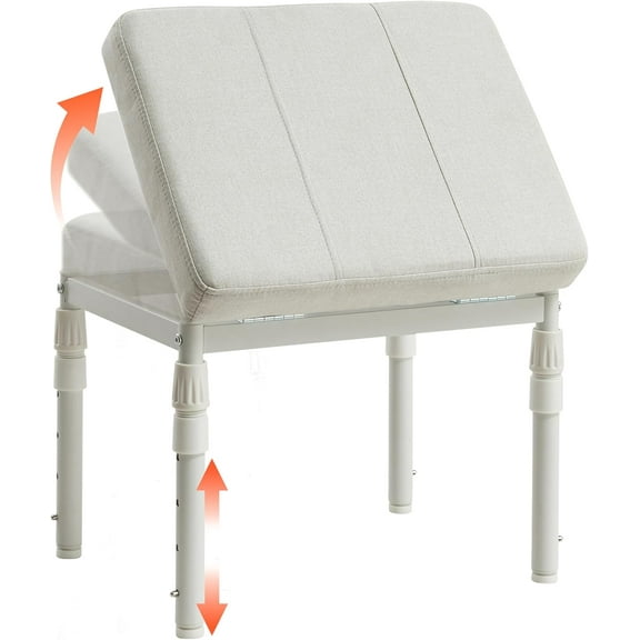Adjustable Ottoman Pouf, 4 Height Position & 60 Degree Tilt Angle Adjustment Footrest Ottomans Footrest Foot Stools Pouffe Footstool for Under Desk for Living Room Home(Beige)