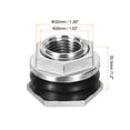 thumbnail image 2 of Conector de Tanque de Agua Bulkhead de Acero Inoxidable con Rosca de Manguera de Jardín de 1/2" Plata, 2 of 6