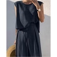 thumbnail image 3 of HLSOHJP Women's Linen Pants Suit Casual Sleeveless Tank Top Flowy Wide Leg Trousers Two Piece Matching Set Lounge Outfit, 3 of 4