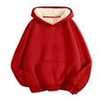 thumbnail image 2 of SGMVNU Women's Lined Hoodie Casual Long Sleeve Pullover Hooded Sweatshirt Winter Warm Clothes with Pocket(Red#1, XL), 2 of 4