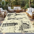 Beige City Outdoor Rug 5x7 ft Modern Black Architecture Light Yellow ...
