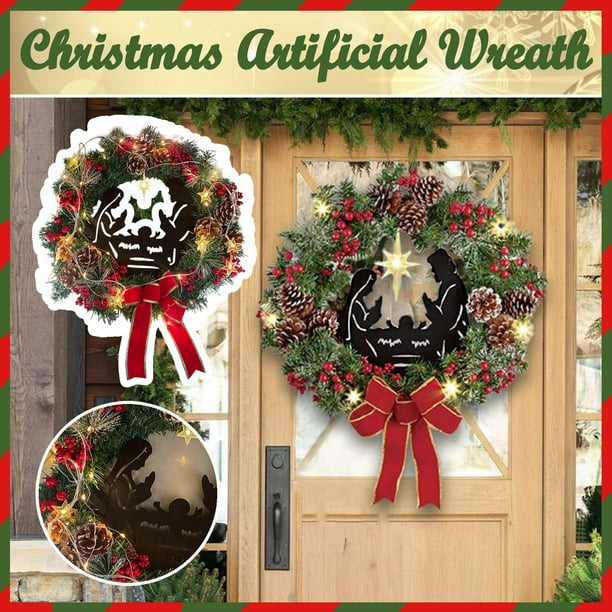 Ilh National Tree Company Lit Artificial Christmas Wreath Collection Flocked With Mixed Decorations And Pre Strung White Led Lights 30 Inch Com - Christmas House Decorations Outside Company