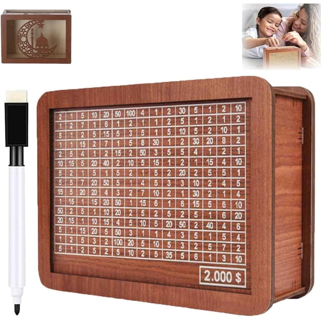 Hucha de madera, Caja de ahorros de madera 10000, Caja de ahorro de efectivo, Caja de dinero de madera para ahorrar efectivo, Caja de ahorros de madera con actualización 2024 Estilo retro, Caja de din