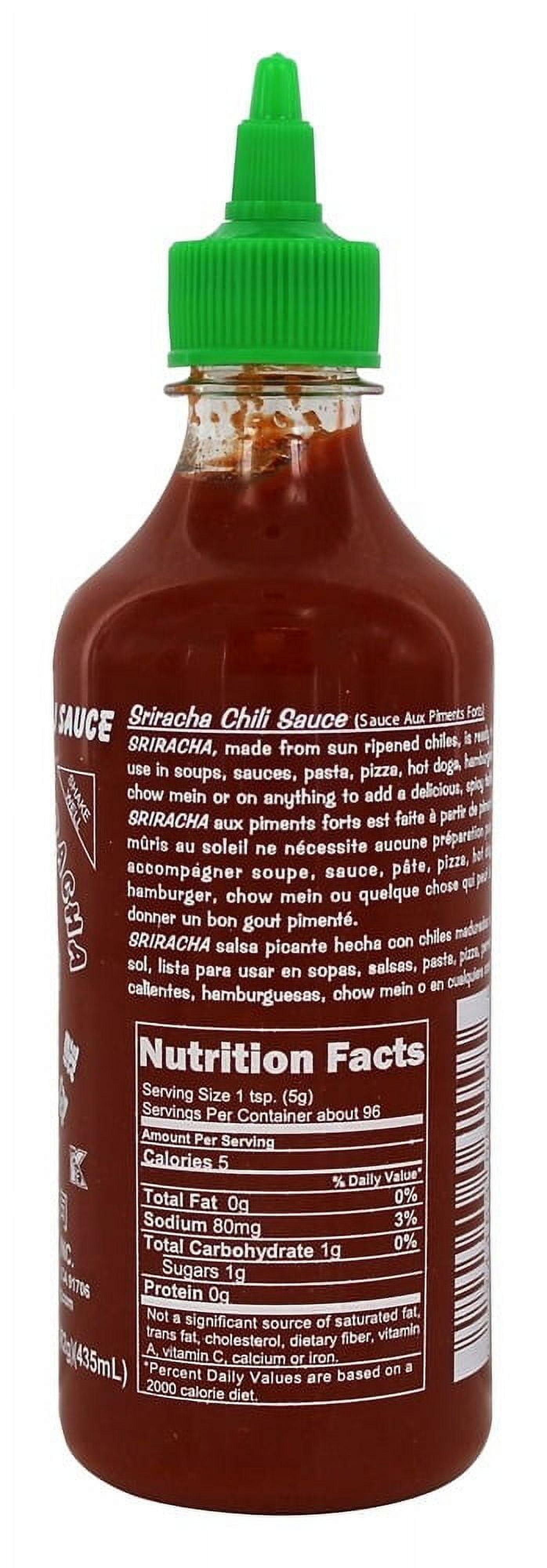 Huy Fong Foods Sriracha Hot Chili Sauce, Medium, 17 Oz - Low Sodium, No Artificial Preservatives
