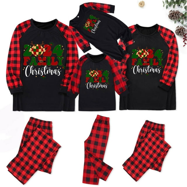Styesk Pyjamas de Noël Assortis pour la Famille Ensembles Assortis des Fêtes pour Femmes Hommes Mignons Pyjamas Imprimés de Noël Ensemble de Nuit pour Couples