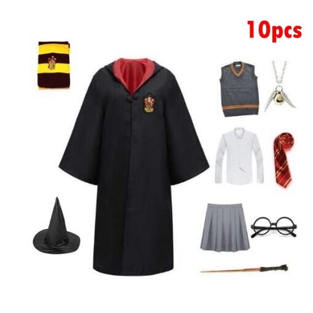 BATA DE Quidditch Unisex, ropa para hombres, mujeres, ancianos, niños, rojo, verde, bata mágica, corbata, traje de fiesta de mago, Halloween