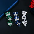 thumbnail image 4 of EOEMY Dainty Royal Blue Cz Bridal Leaf Shape Chorker Necklace Earring Prom Jewelry Set, 4 of 9