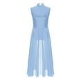 thumbnail image 4 of Hansber Kids Girls Floral Lace Patchwork Lyrical Dance Dress Mock Neck Sleeveless Ballet Leotard Dress Dancewear Light Blue 6, 4 of 7