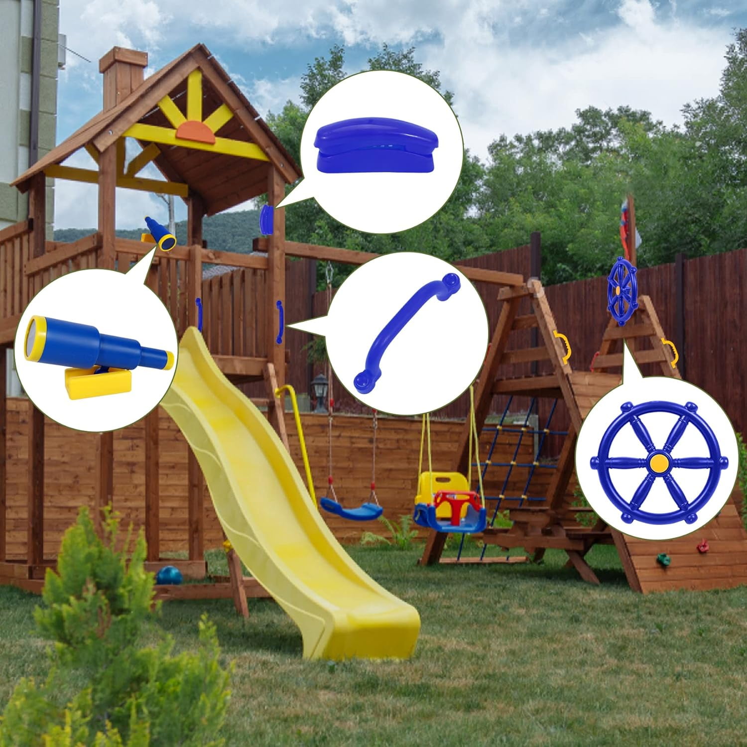 Swing Set Pirate Ship Playhouse Plastic Swing Set Outdoor Wooden
