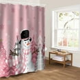 thumbnail image 5 of Snowman Christmas, Bathroom Curtain 72 Inch Shower Curtain with Hooks, Blush Pink Tree Plaid Dot Waterproof Polyester Bath Curtain Washable Bathtub Curtain 72''x 72'', 5 of 6