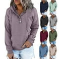 thumbnail image 2 of Women's Spring and Autumn Fashion Long sleeved Loose casual V-neck Button Hooded Drawstring Pocket Sweater Newway CPDD, 2 of 4