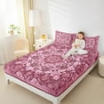 thumbnail image 4 of Manfei Bohemian Mandala Bed Sheets 4pcs for Girls Women, Hippie Floral Flower King Sheets, Pink Sheet Set, Breathable Home Decor, 4 of 7