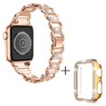 thumbnail image 1 of For Apple Watch Series 1/2/3 42mm Oval Alloy Strap Rhinestones Decor Watch Band + PC Watch Case, 1 of 5