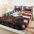 thumbnail image 3 of Feelyou Wildlife Eagle Boys Full Size Sheets, Vintage American Flag Bed Sheets, Rustic Farmhouse Hunting Sheet Sets, Lightweight Room Decor, 4pcs, 3 of 7