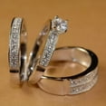 thumbnail image 2 of Hitanshu Jewels Round Cut Cubic Zirconia 14K White Gold Finish For Womens & Mens Trio Set Wedding Ring, 2 of 4