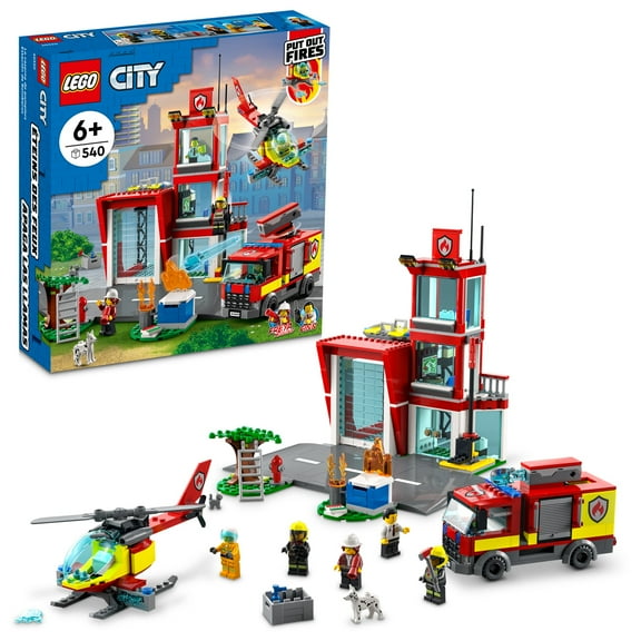 LEGO 6379620 City Fire Station Building Kit for Kids Aged 6 ; Includes 2 LEGO City Adventures TV Series Characters (540 Pieces)