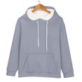 thumbnail image 5 of Women's Solid Color Pullover Hoodie with Drawstring and Side Pockets, French Terry Casual Streetwear Sweatshirt for Lounge Comfort, Daily Wear and Outdoor Activities Grey XXL, 5 of 8