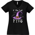 thumbnail image 3 of Inktastic If the Hat Fits Halloween Witch Hat and Bats Women's Plus Size V-Neck T-Shirt, 3 of 5