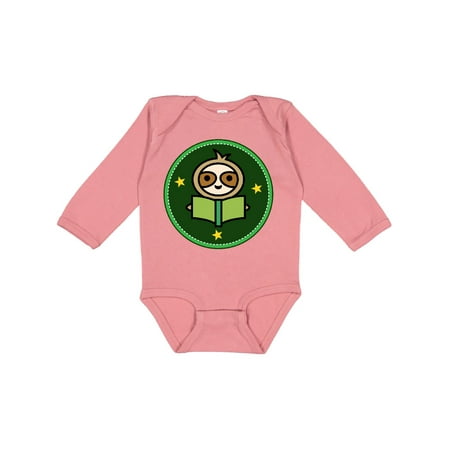 

Inktastic Reading Gift Book Sloth Gift Baby Boy or Baby Girl Long Sleeve Bodysuit