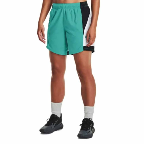 Under Armour Baseline Basketball 6" Short - White/Teal - (X-Large)