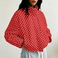 thumbnail image 2 of Yutgune Women's Cropped Polka Dots Jacket Zip up with Pockets Bomber Gingham Jacket Stand Collar Fall Workout Outerwear, 2 of 8
