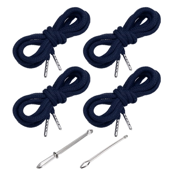 Uxcell 51 Inch Drawstring Cords, 4pcs Replacement Draw Strings with 2pcs Easy Threaders for Shorts Pants Jackets Coats Sweatpants Hoodie, Navy Blue