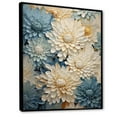 thumbnail image 2 of Designart "Mosaic Of Blooms: White And Blue Chrysanthemum Garden III" Chrysanthemums Floater Framed Wall Decor, 2 of 5