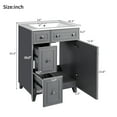 thumbnail image 3 of 24-Inch Bathroom Vanity with Premium Ceramic Sink, Compact Freestanding Cabinet with Soft-Close Doors & 2 Smooth-Glide Drawers, Space-Saving Storage for Small Bathrooms, Gray, 3 of 9