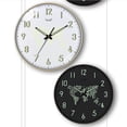 thumbnail image 4 of Reloj de pared luminoso y silencioso, redondo, de cuarzo, blanco, que brilla en la oscuridad Mapa blanco, 4 of 9