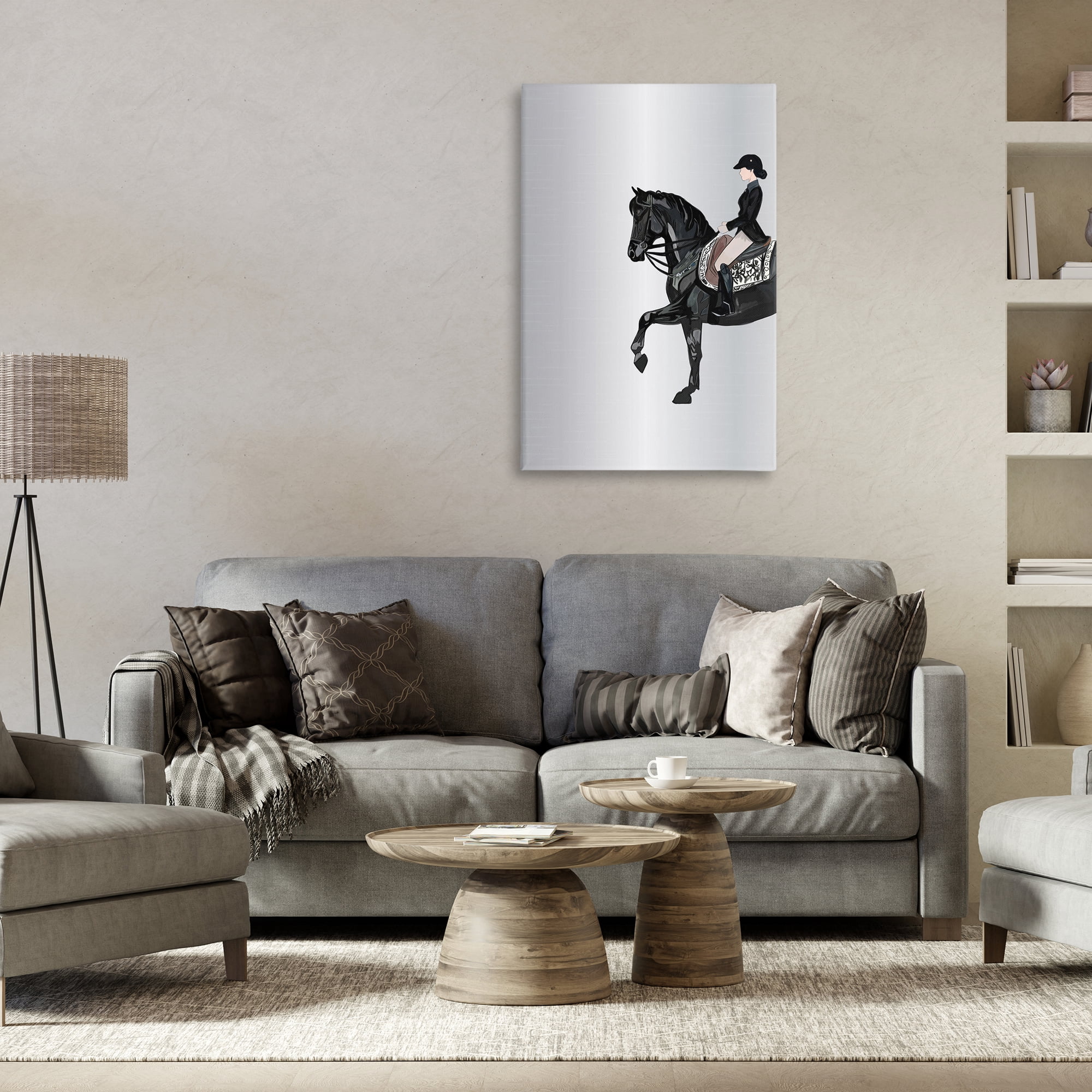 Stupell Industries Silver Rider Jockey Animals & Insects Painting Gallery Wrapped Canvas Art Print Wall Art, 24 x 36