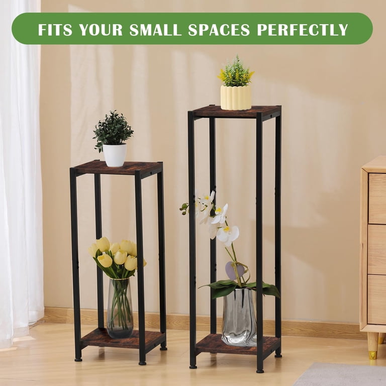 Extra Tall Plant Stand Indoor,40 Inch Plant Stands,2 Tier Metal Plant Stand  with Heavy Duty Wood,Rustic Brown and Black - Walmart.com
