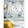 thumbnail image 3 of Leaf Butterfly Sheer Curtains 72 Inch Length 2 Panels Set, Watercolor Sage Green Purple Floral Voile Window Treatment Rod Pocket Curtains Sheers Drapes for Bedroom/Living Room/Kitchen 52"x72"x2, 3 of 7